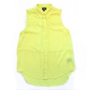 Neon Yellow Sleeveless Collared Buttondown Shirt